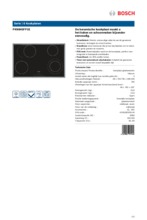 Product informatie BOSCH kookplaat keramisch inbouw PKN845FP1E