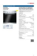 Product informatie BOSCH oven inbouw HBA21B150E