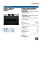 Product informatie BOSCH oven met magnetron inbouw CMG636BS1
