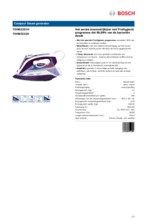 Product informatie BOSCH stoomgenerator TDI903231H