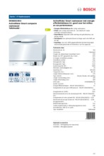 Product informatie BOSCH vaatwasser compact SKS62E22EU