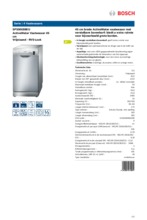 Product informatie BOSCH vaatwasser smal SPS50E88EU
