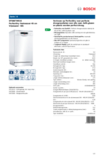 Product informatie BOSCH vaatwasser verhoogd SPS66TW01E