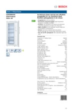 Product informatie BOSCH vrieskast GSN29MW30