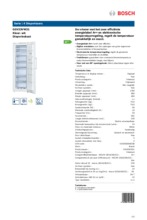Product informatie BOSCH vrieskast GSV33VW31