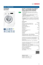 Product informatie BOSCH wasmachine WAN28292NL