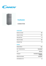Product informatie CANDY koelkast CCDS6172X