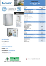 Product informatie CANDY koelkast CCTOS502SH