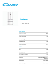 Product informatie CANDY side/by/side koelkast CCMN7182W
