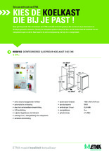 Product informatie ETNA koelkast inbouw KKS8102