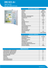 Product informatie INDESIT koelkast inbouw INS 921 A+