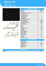 Product informatie INDESIT kookplaat inductie inbouw VID 741 B C