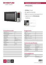 Product informatie INVENTUM combi/magnetron MN309C