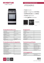 Product informatie INVENTUM fornuis inductie VFI5042RVS