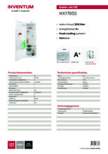 Product informatie INVENTUM koelkast inbouw IKK1785S