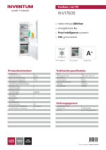 Product informatie INVENTUM koelkast inbouw IKV1783S