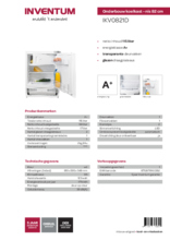 Product informatie INVENTUM koelkast onderbouw IKV0821D