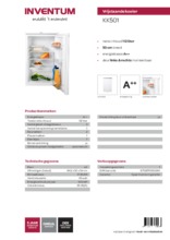 Product informatie INVENTUM koelkast tafelmodel KK501