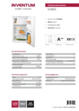 Product informatie INVENTUM koelkast tafelmodel KV550