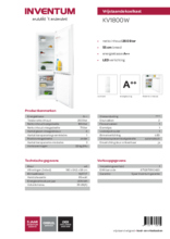 Product informatie INVENTUM koelkast wit KV1800W