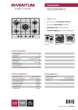 Product informatie INVENTUM kookplaat inbouw IKG7020WRVS