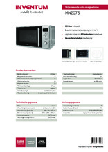 Product informatie INVENTUM magnetron zilver MN207S