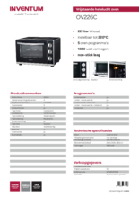 Product informatie INVENTUM oven vrijstaand OV226C