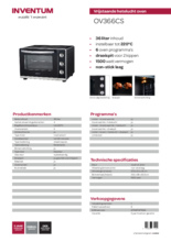Product informatie INVENTUM oven vrijstaand OV366CS