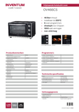 Product informatie INVENTUM oven vrijstaand zwart OV466CS