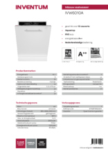 Product informatie INVENTUM vaatwasser inbouw IVW6010A