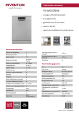 Product informatie INVENTUM vaatwasser vrijstaand rvs-look VVW6035AS
