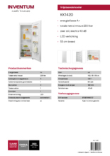 Product informatie Inventum koelkast KK1420