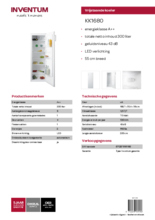 Product informatie Inventum koelkast KK1680