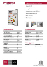 Product informatie Inventum koelkast KV1431S