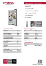 Product informatie Inventum koelkast KV1615S