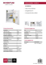 Product informatie Inventum koelkast inbouw K0880V