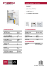 Product informatie Inventum koelkast inbouw K1020V