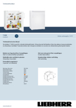 Product informatie LIEBHERR koelkast tafelmodel T1810-22