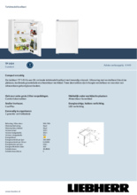 Product informatie LIEBHERR koelkast tafelmodel TP1424-22