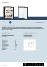 Product informatie LIEBHERR koelkast tafelmodel zwart Tb1400-21