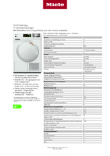 Product informatie MIELE droger warmtepomp TEC374WP