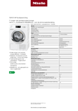 Product informatie MIELE droger warmtepomp TEF675WP