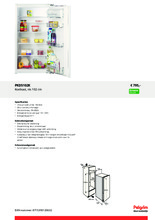 Product informatie PELGRIM koelkast inbouw PKD5102K