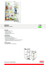 Product informatie PELGRIM koelkast inbouw PKS5102K