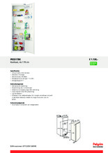 Product informatie PELGRIM koelkast inbouw PKS5178K