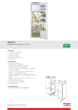 Product informatie PELGRIM koelkast inbouw PKVS5178