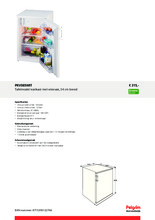 Product informatie PELGRIM koelkast tafelmodel PKV085WIT