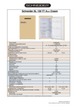 Product informatie SCHNEIDER koelkast tafelmodel creme SL130 TT A++