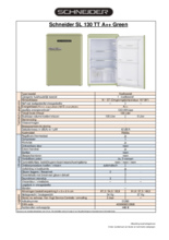 Product informatie SCHNEIDER koelkast tafelmodel groen SL130 TT A++ Green