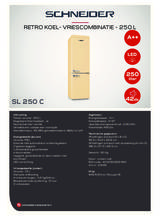 Product informatie SCHNEIDER koelkast wit SL250SW CB A++